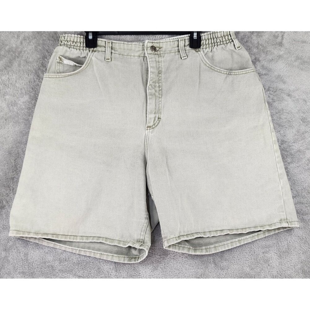 Lee Jean Shorts Mens 20 Green Denim Distressed Elastic Casual Preppy 90s Vintage
